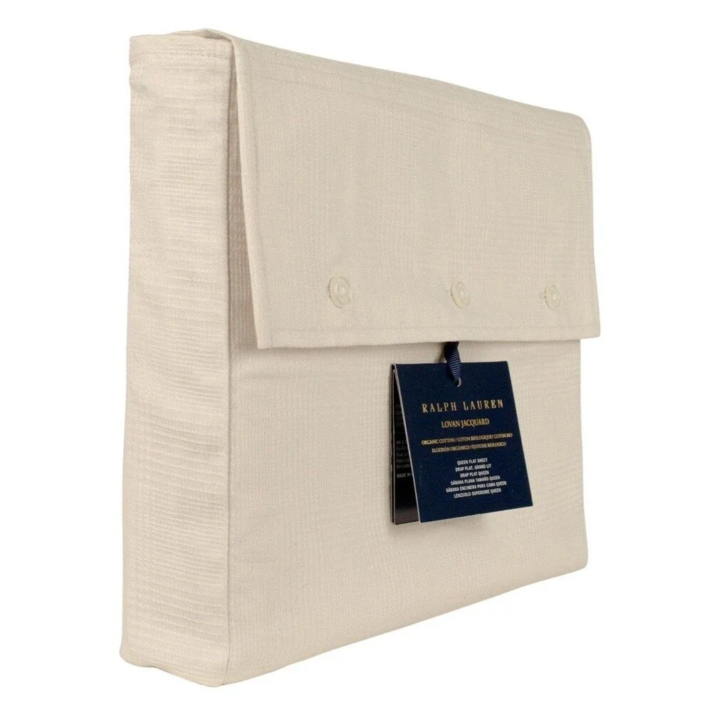 Ralph Lauren Home Organic Cotton Lovan Jacquard Queen Flat Sheet Platinum